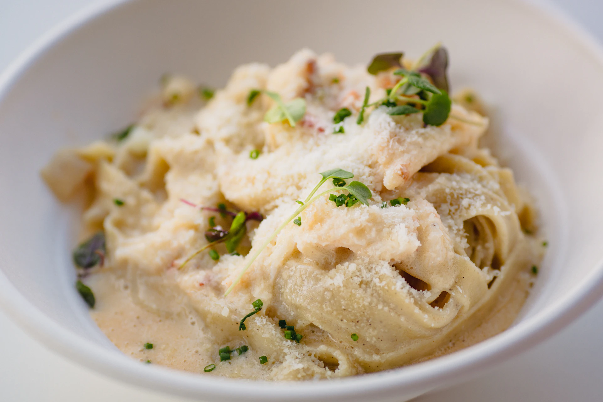 pasta dish on white ceramic plate