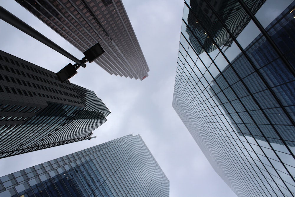 low angle photography of high rise buildings