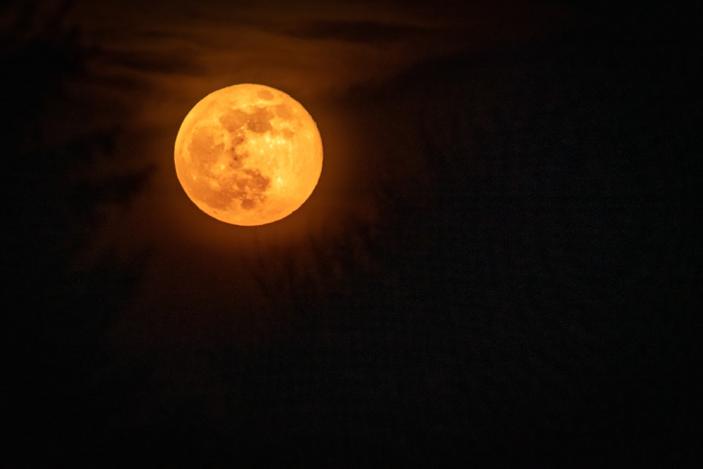 full moon in dark night sky