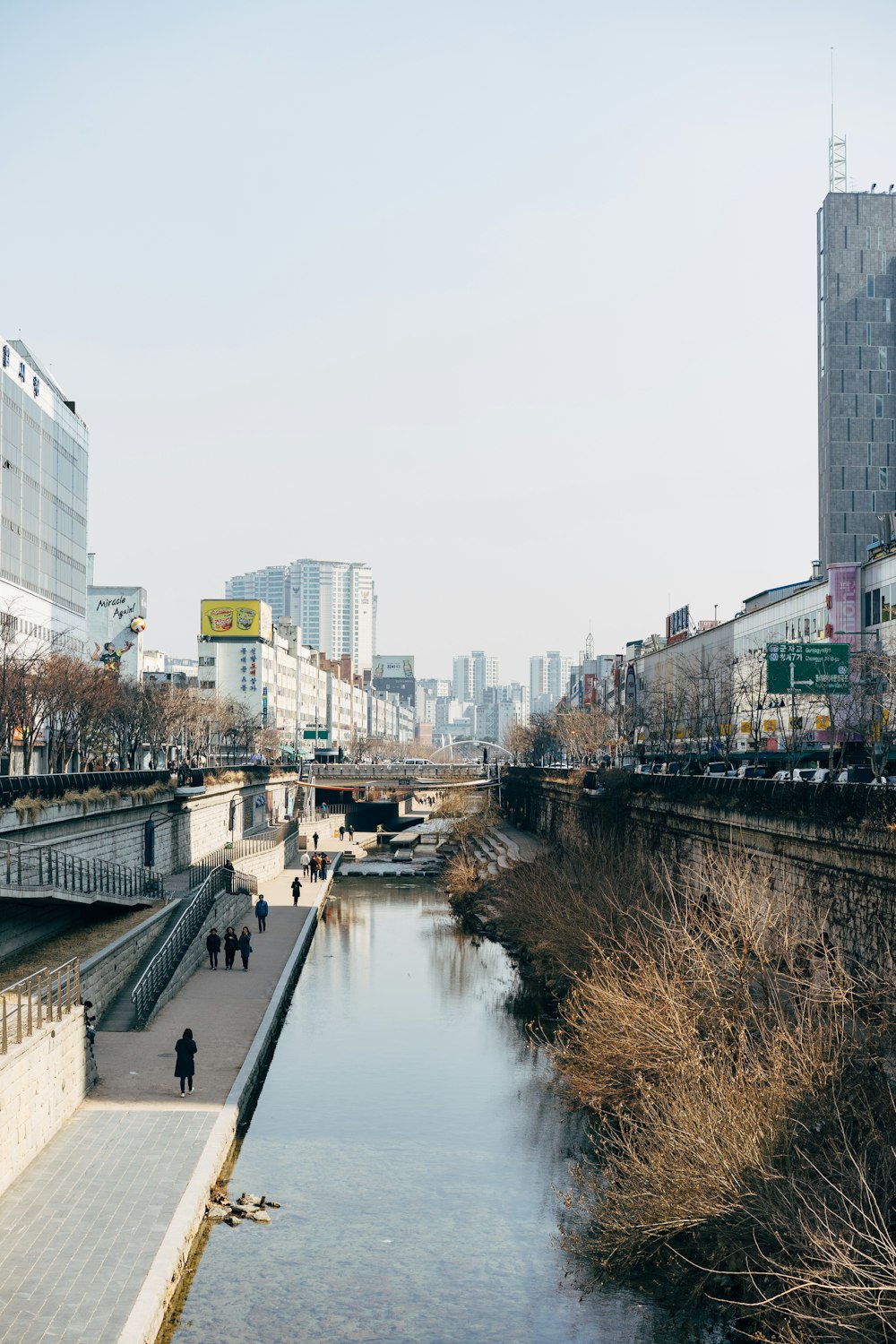 rivière entre les bâtiments pendant la journée