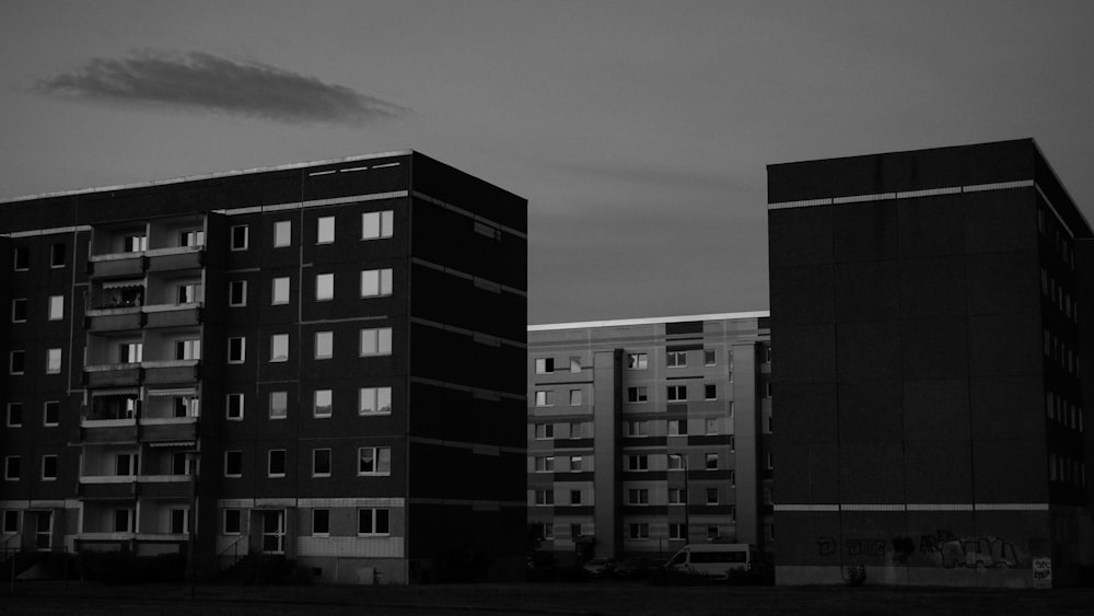 grayscale photo of concrete building