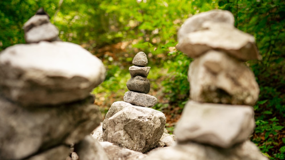 gray stone stack on gray stone