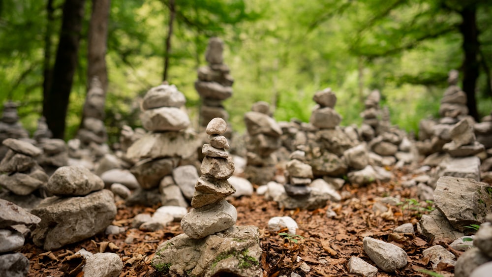 gray and brown stone stack