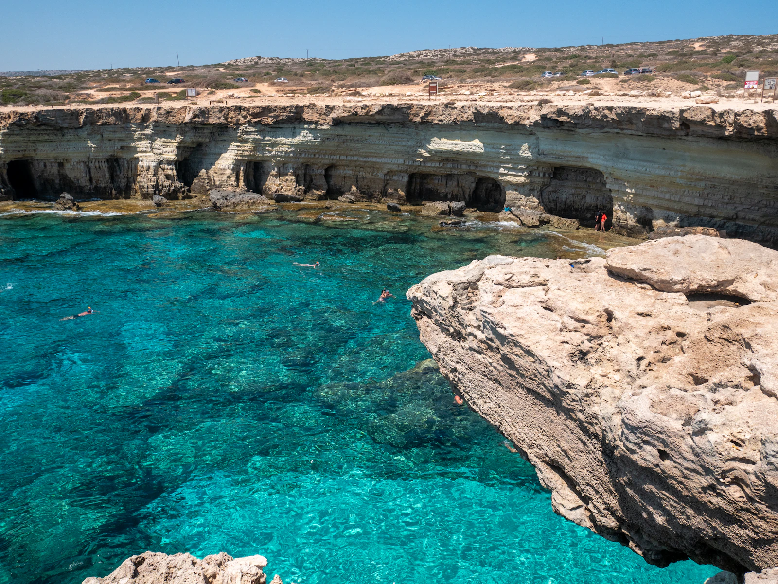 Limestone sea caves on the west coast of Cyprus