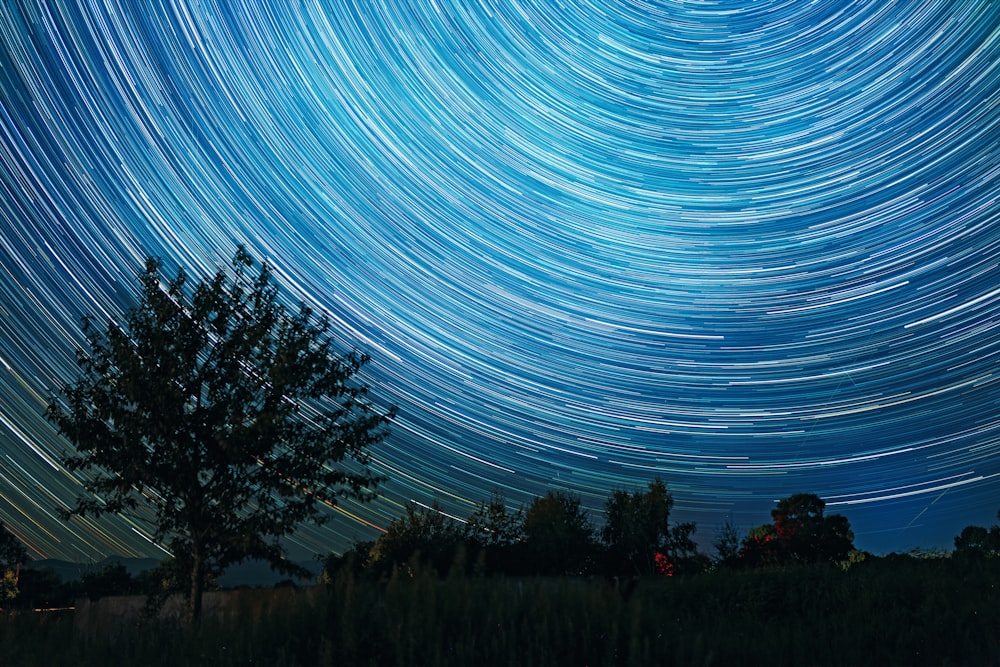 time lapse photography of stars during night time