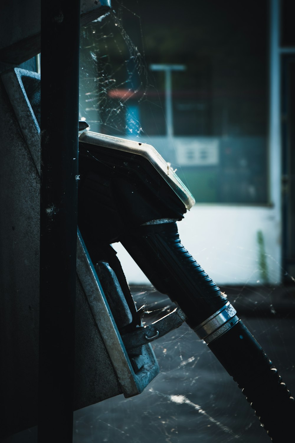 black car door with white light