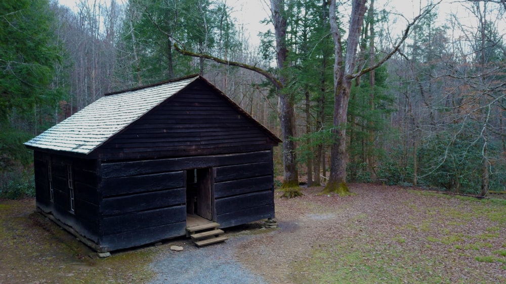 brown wooden house near trees during daytime