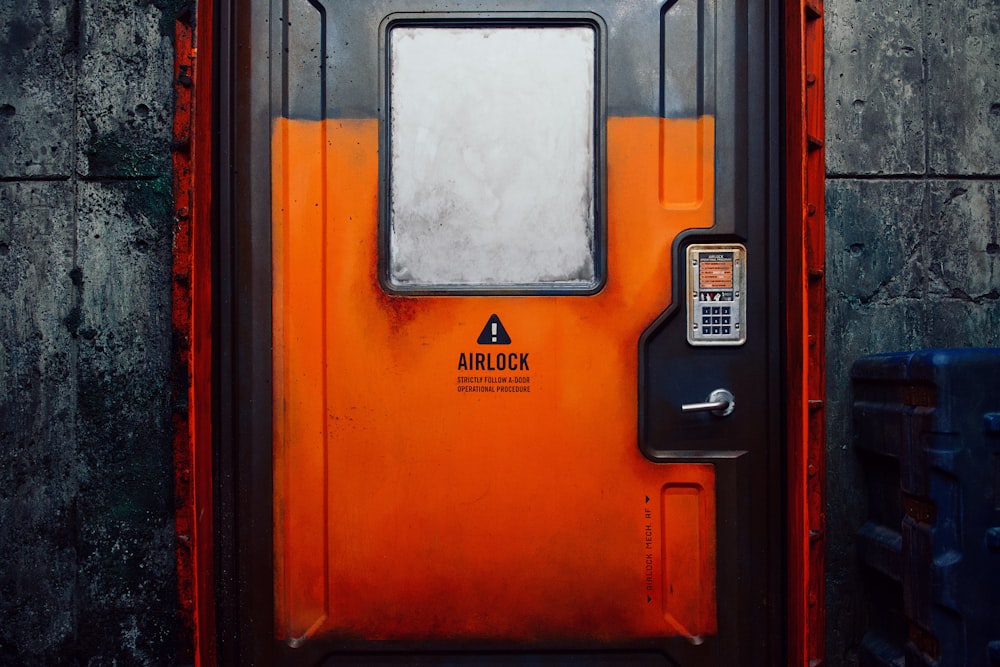 orange and gray door with white door