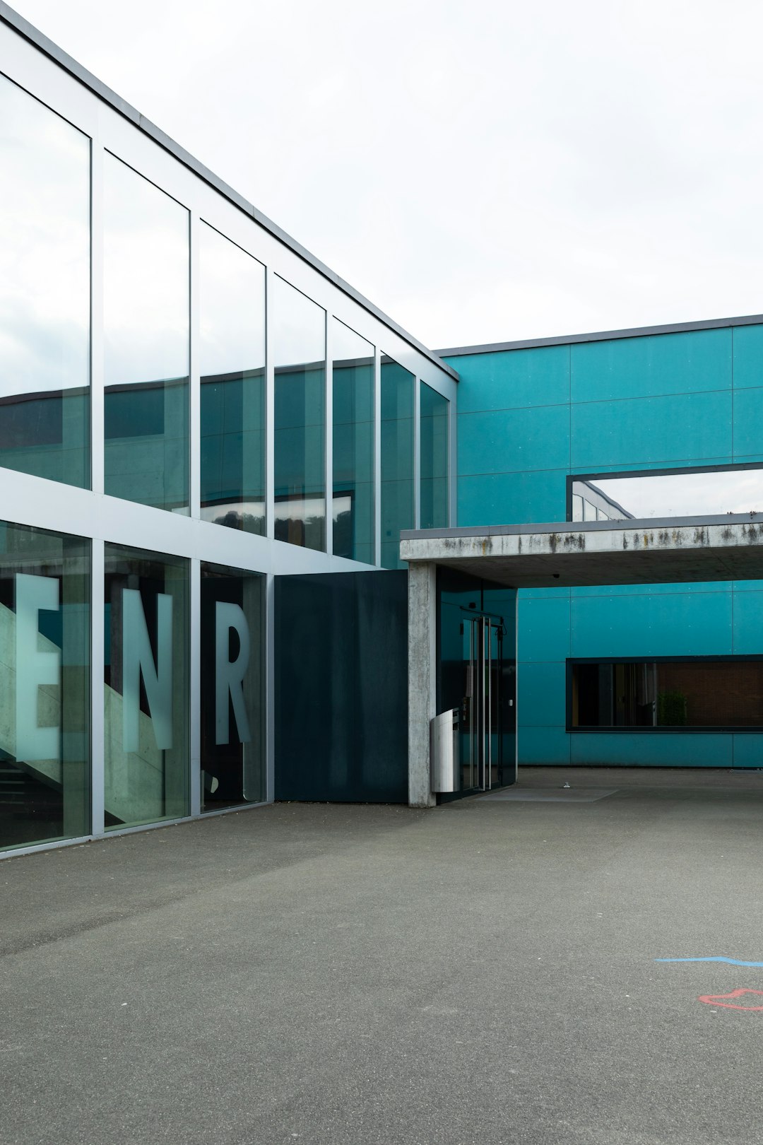 white and blue concrete building