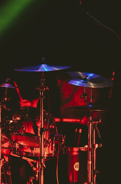red and black drum set