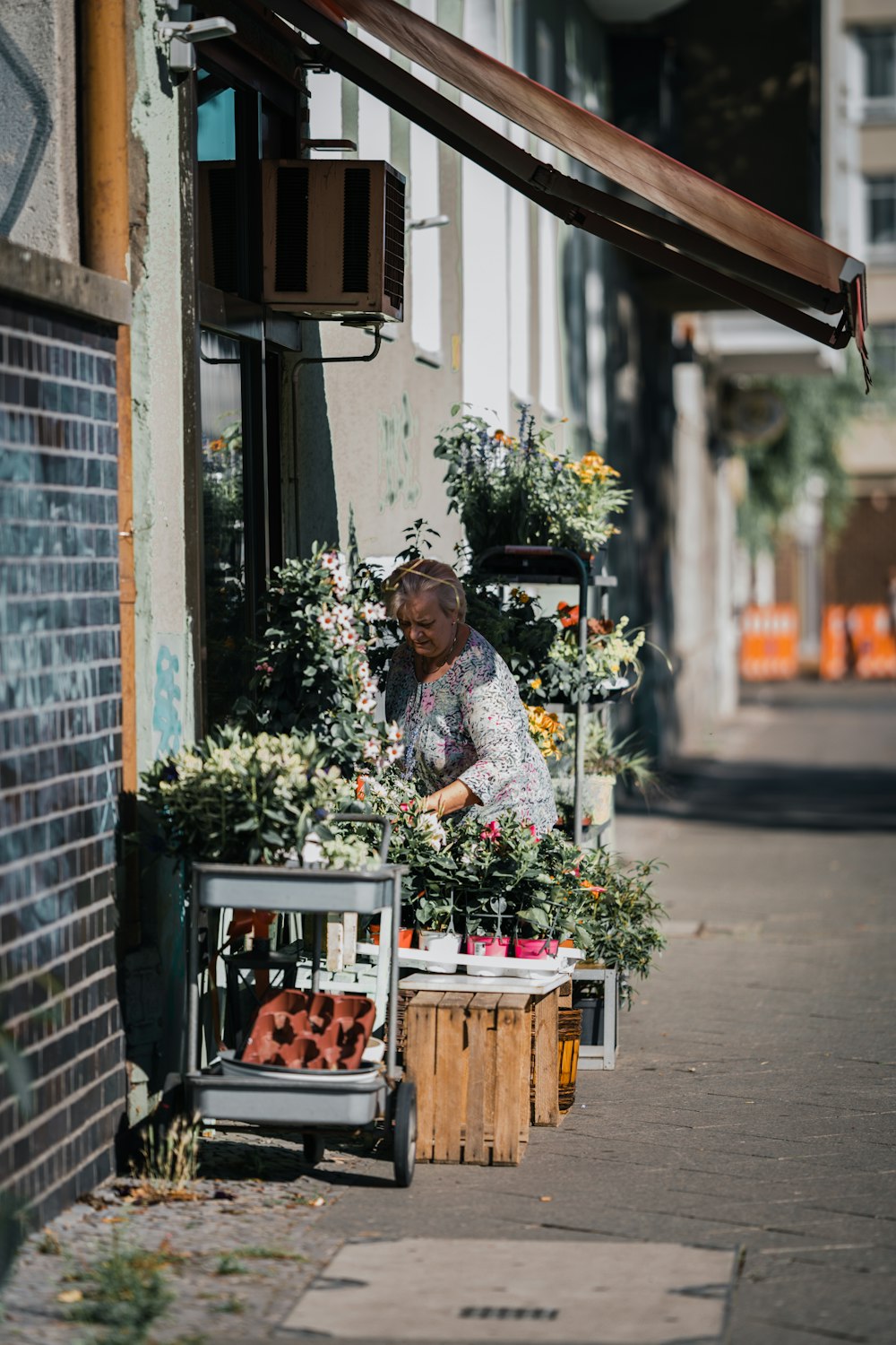 man in white and black floral button up shirt sitting on brown wooden bench during daytime