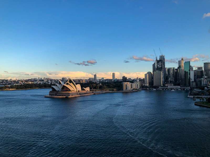 boat on Sydney harbour near city buildings