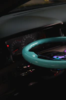 Close-up of a sleek car dashboard glowing in tuneshift's dark mode interface.