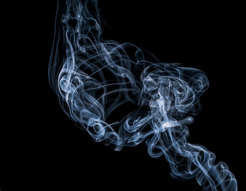 white and blue smoke illustration