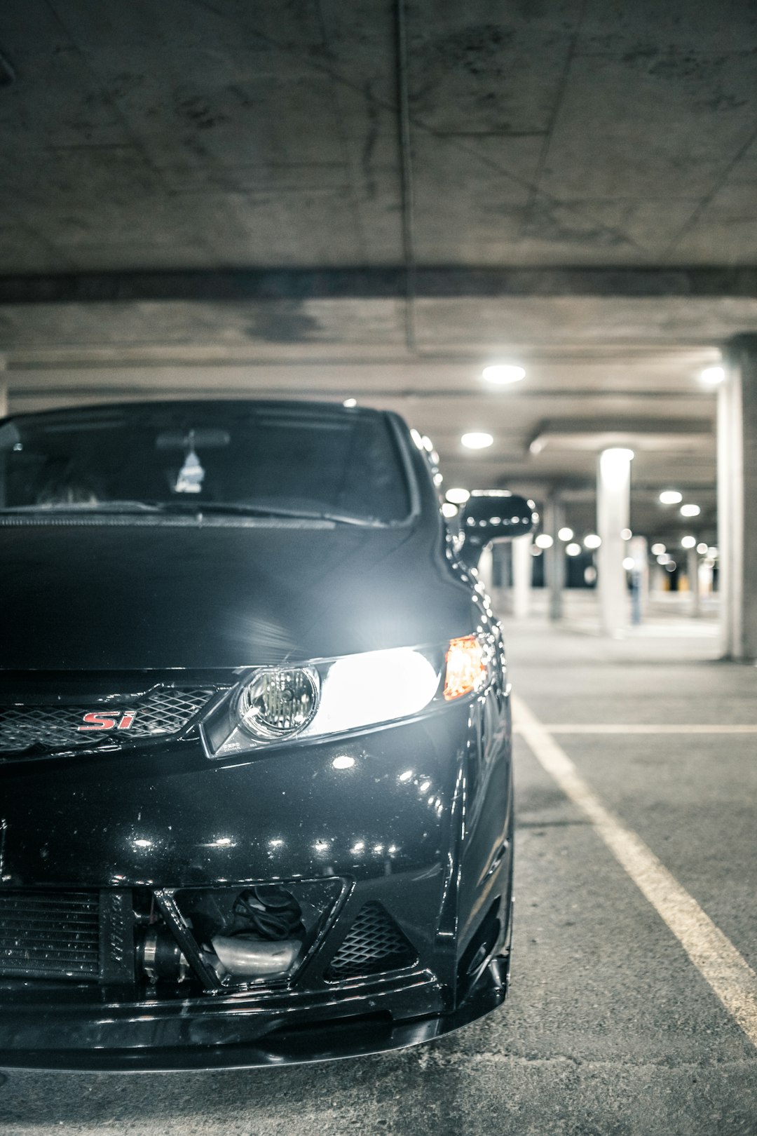 black car on the road