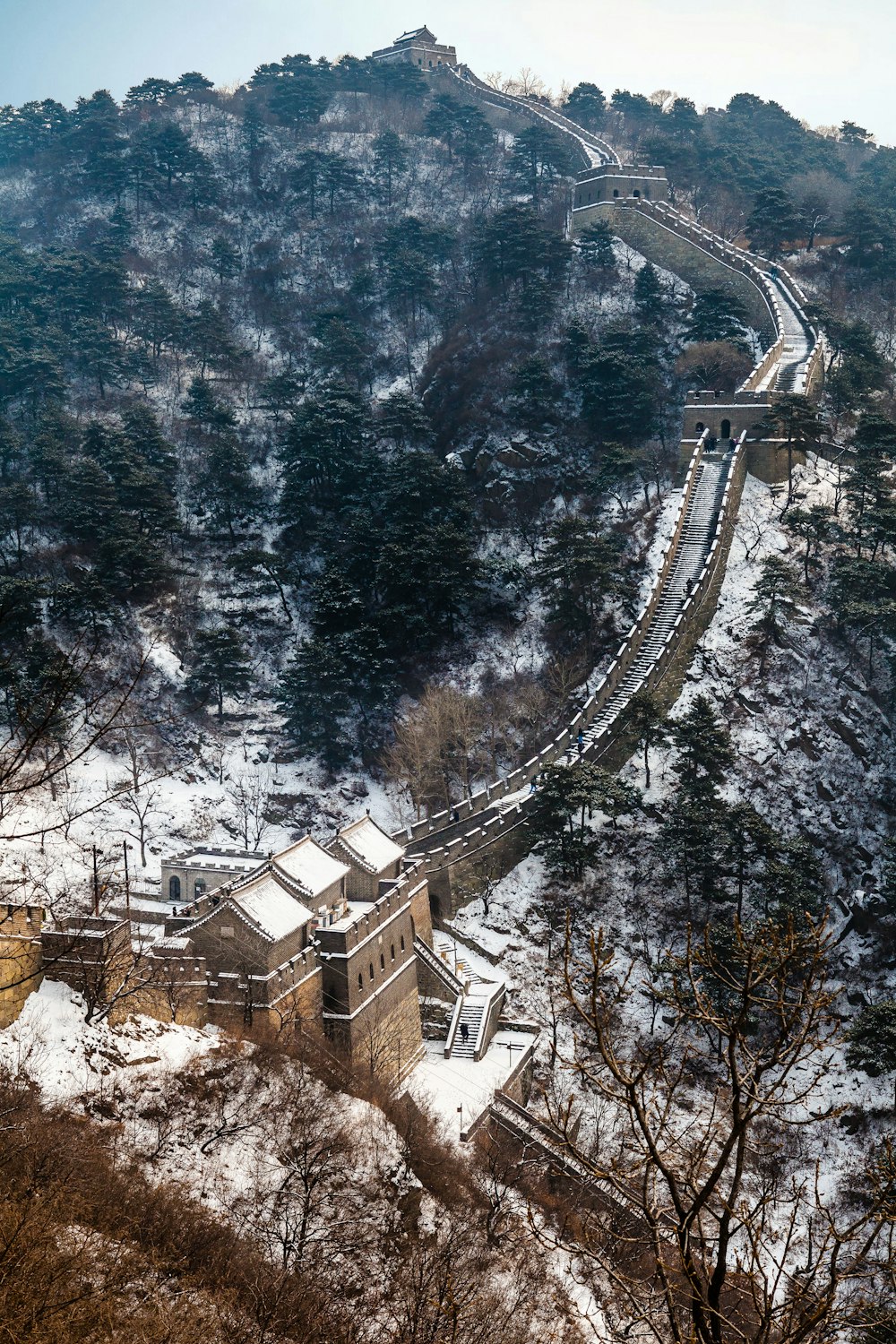 aerial view of gray bridge on top of mountain during daytime