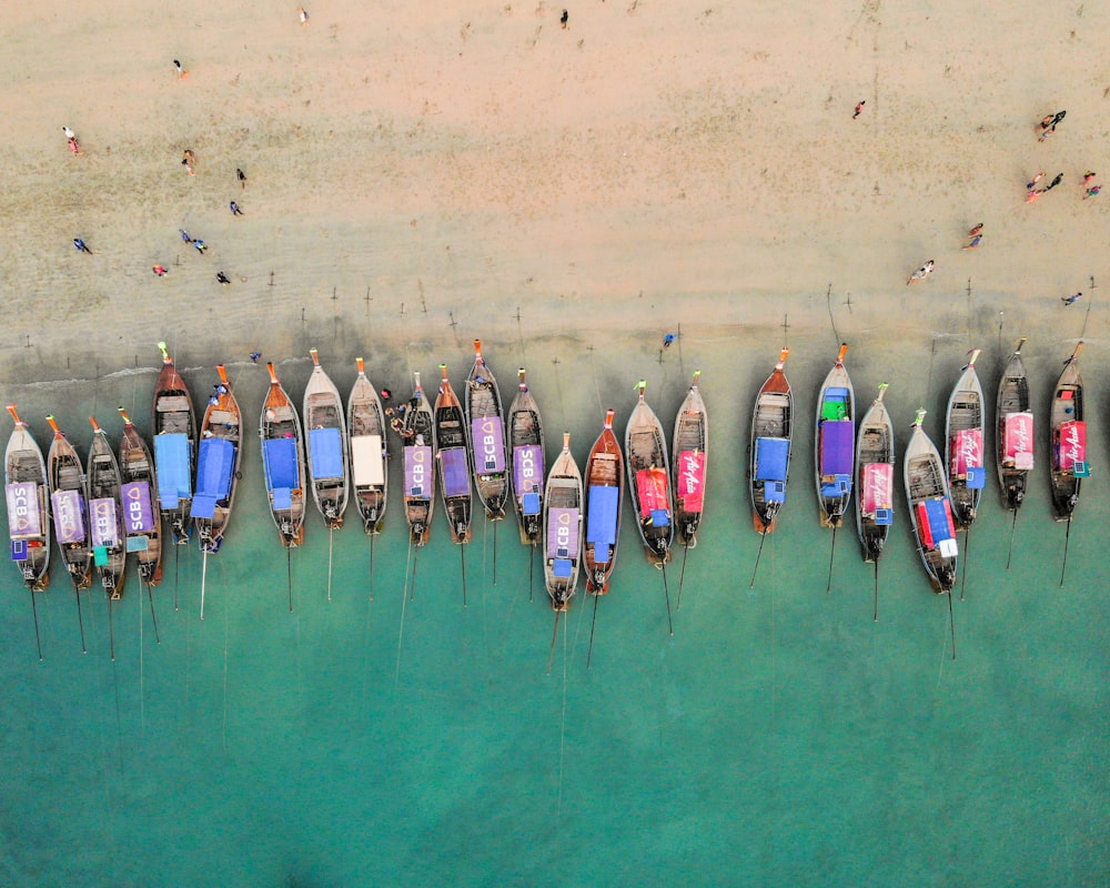 aerial view of boats on sea during daytime