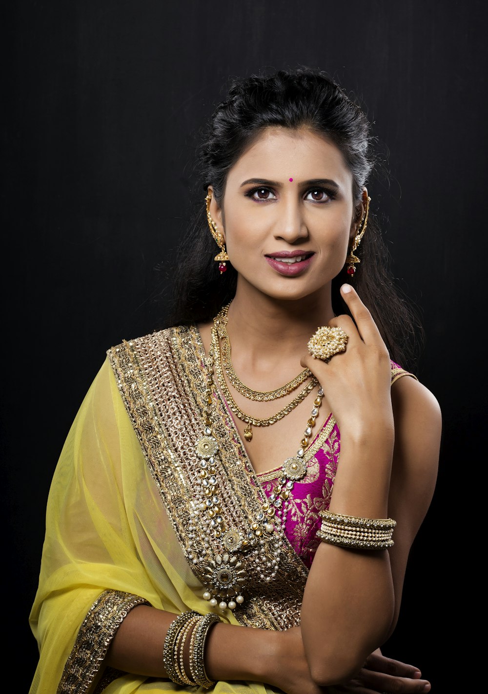 woman in yellow sleeveless dress