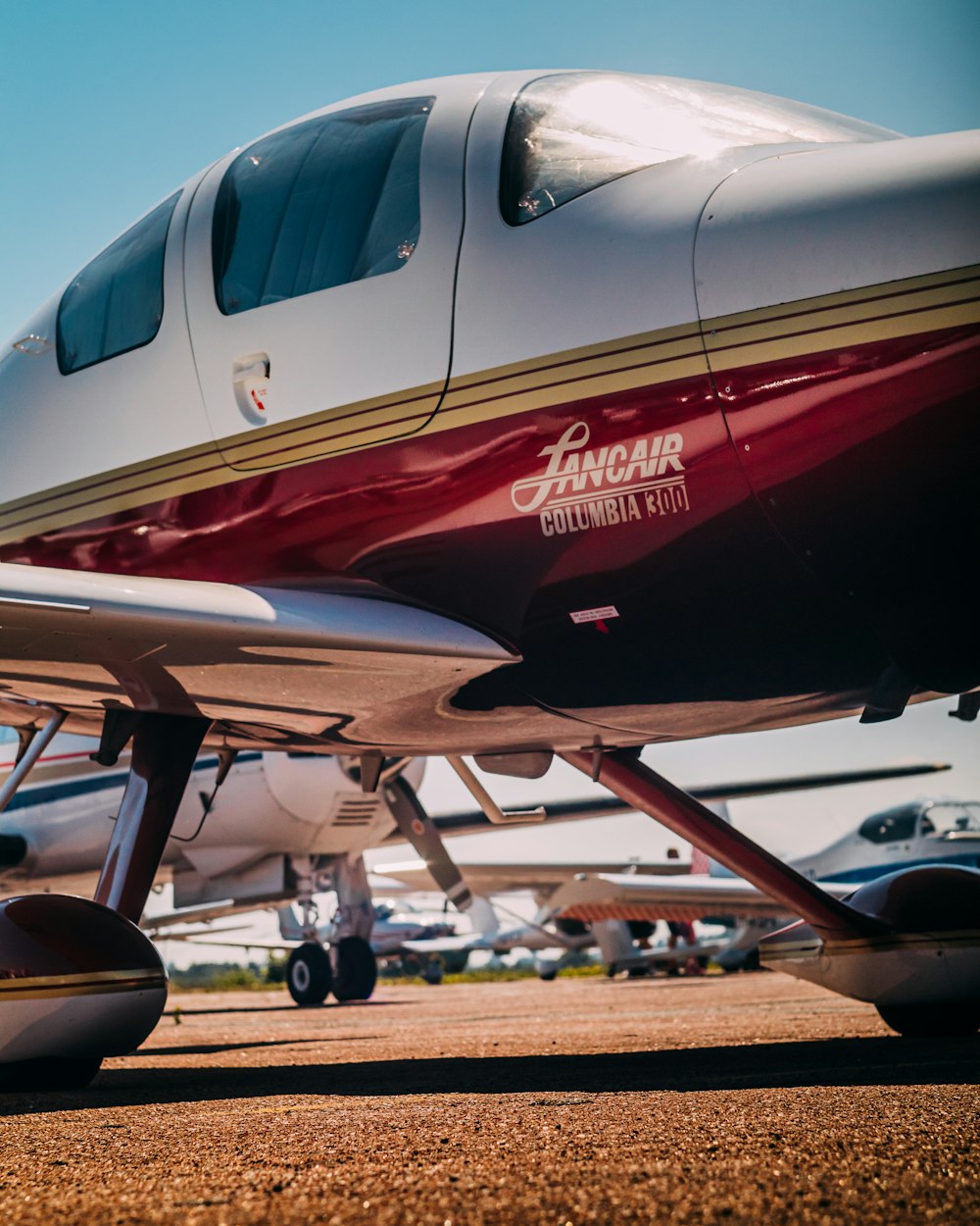 red and white passenger plane