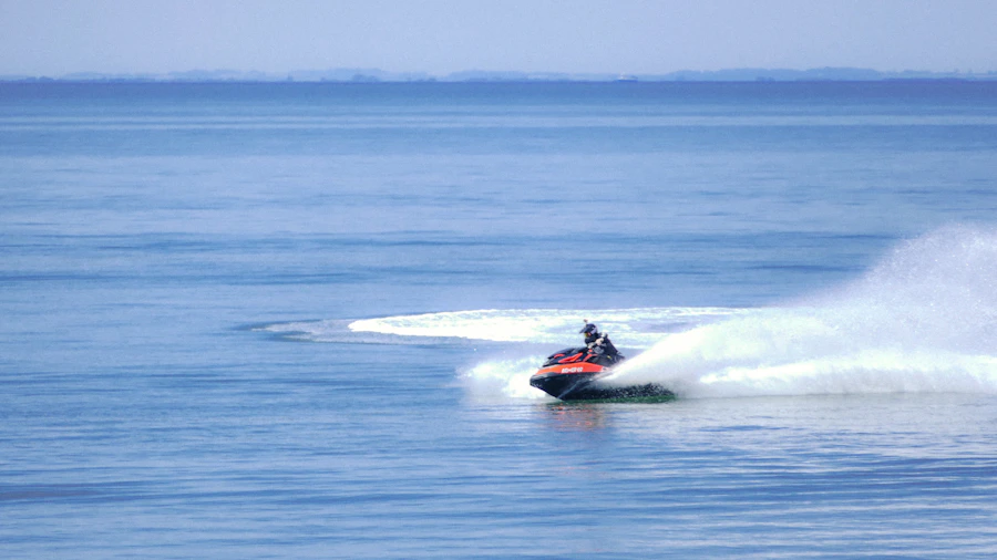 Personal watercraft moving quickly across the water