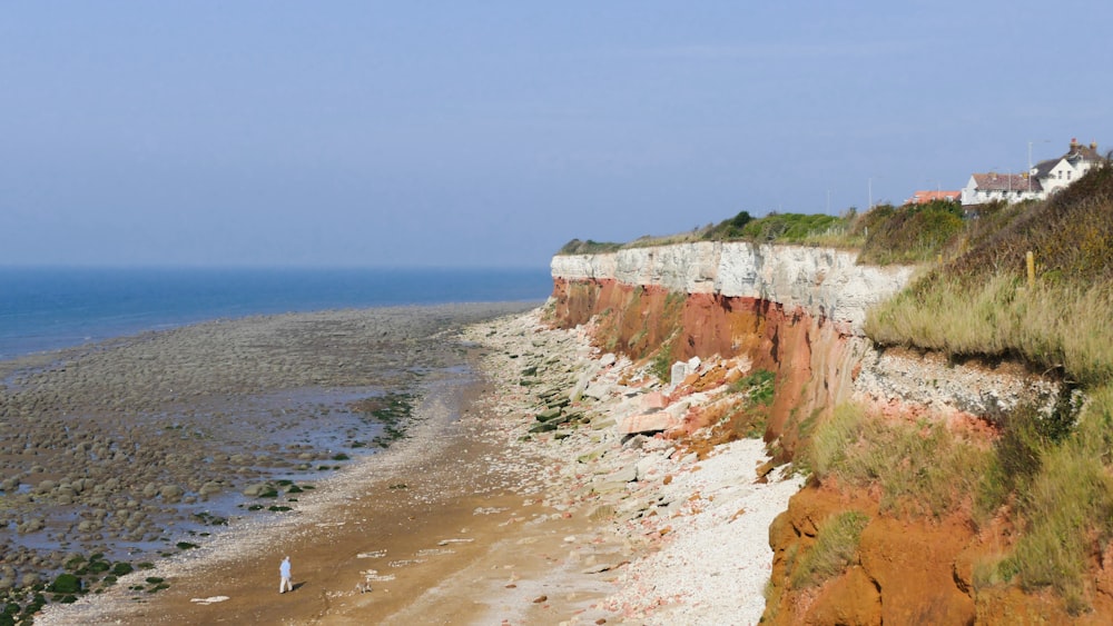 brown and green cliff near body of water during daytime