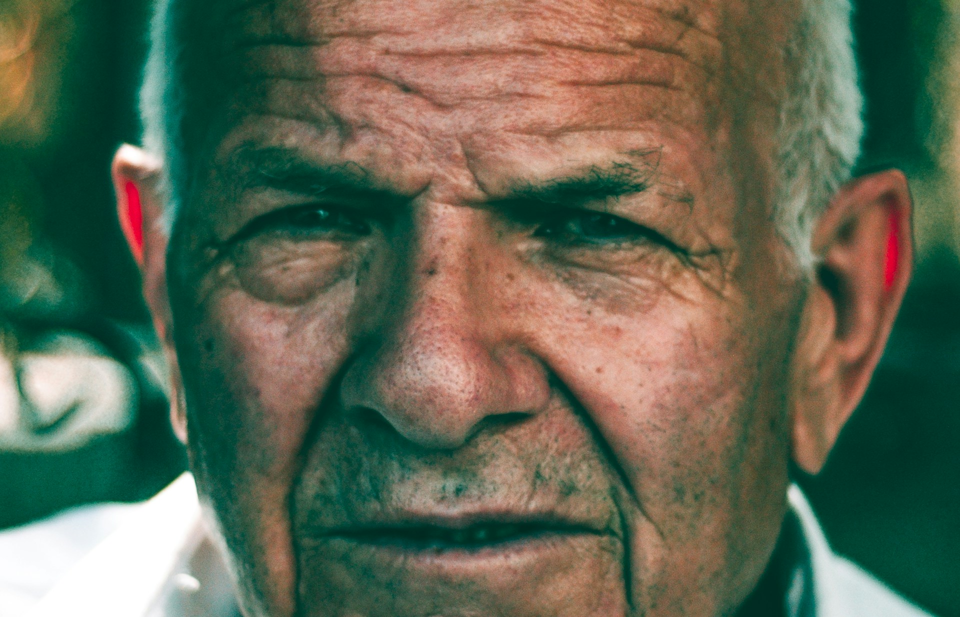 man in white collared shirt