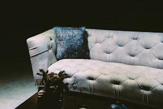 gray and white floral sofa