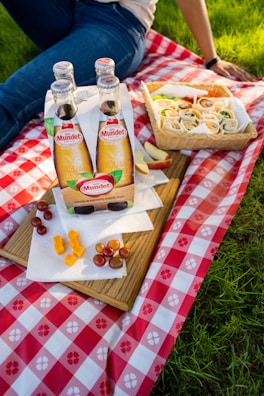 A family enjoying a picnic with bottles of Agua El Manantial.