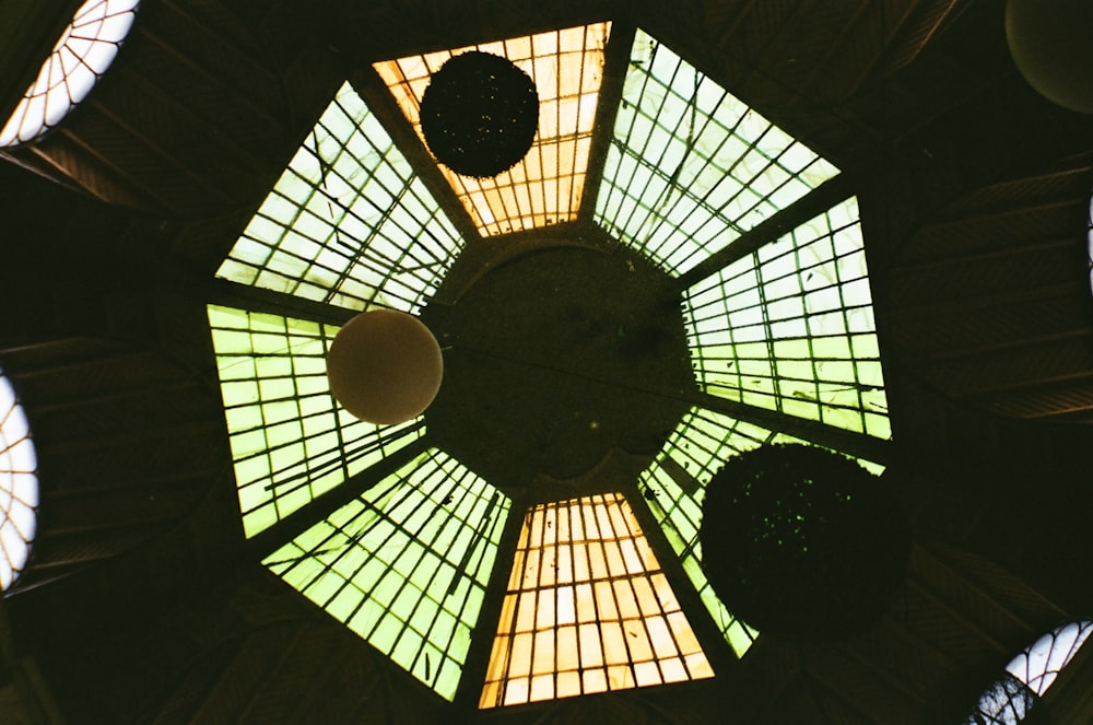 brown and black glass ceiling