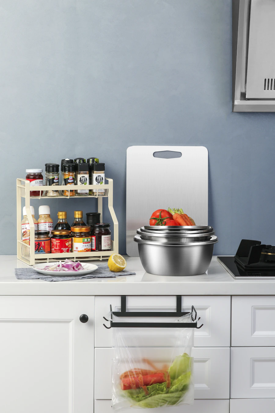 Kitchen cabinet organizer shelf