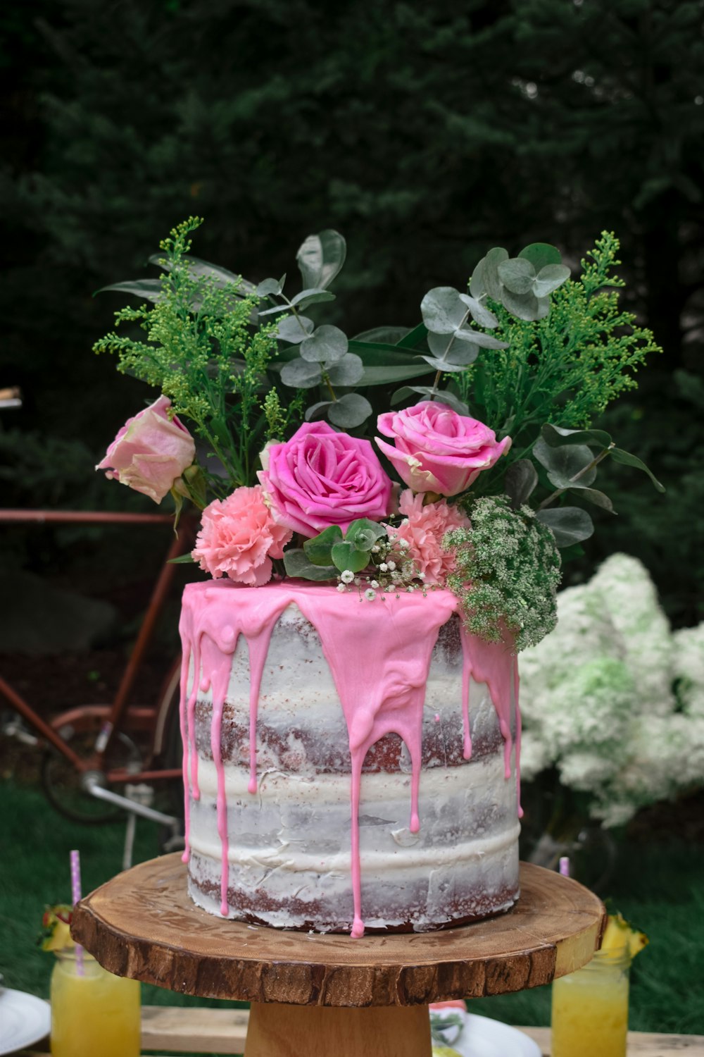 pink roses in clear glass vase