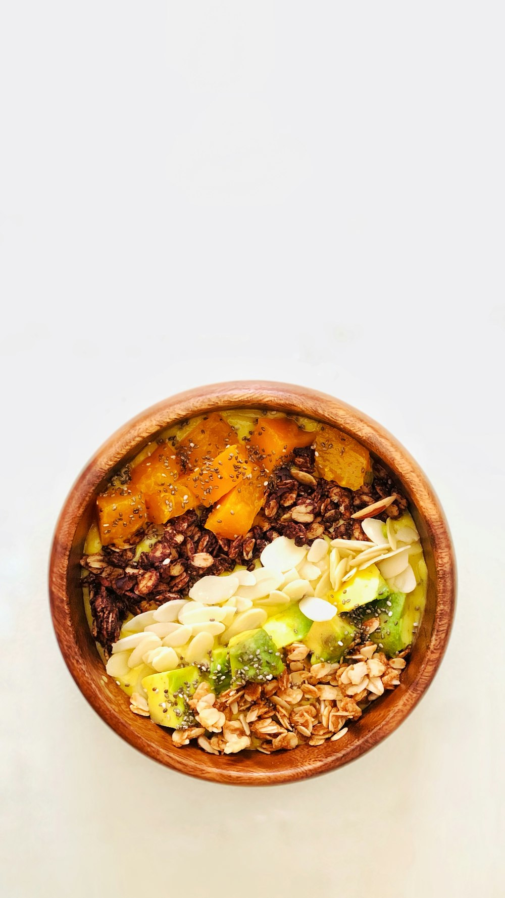 brown and white ceramic bowl with food