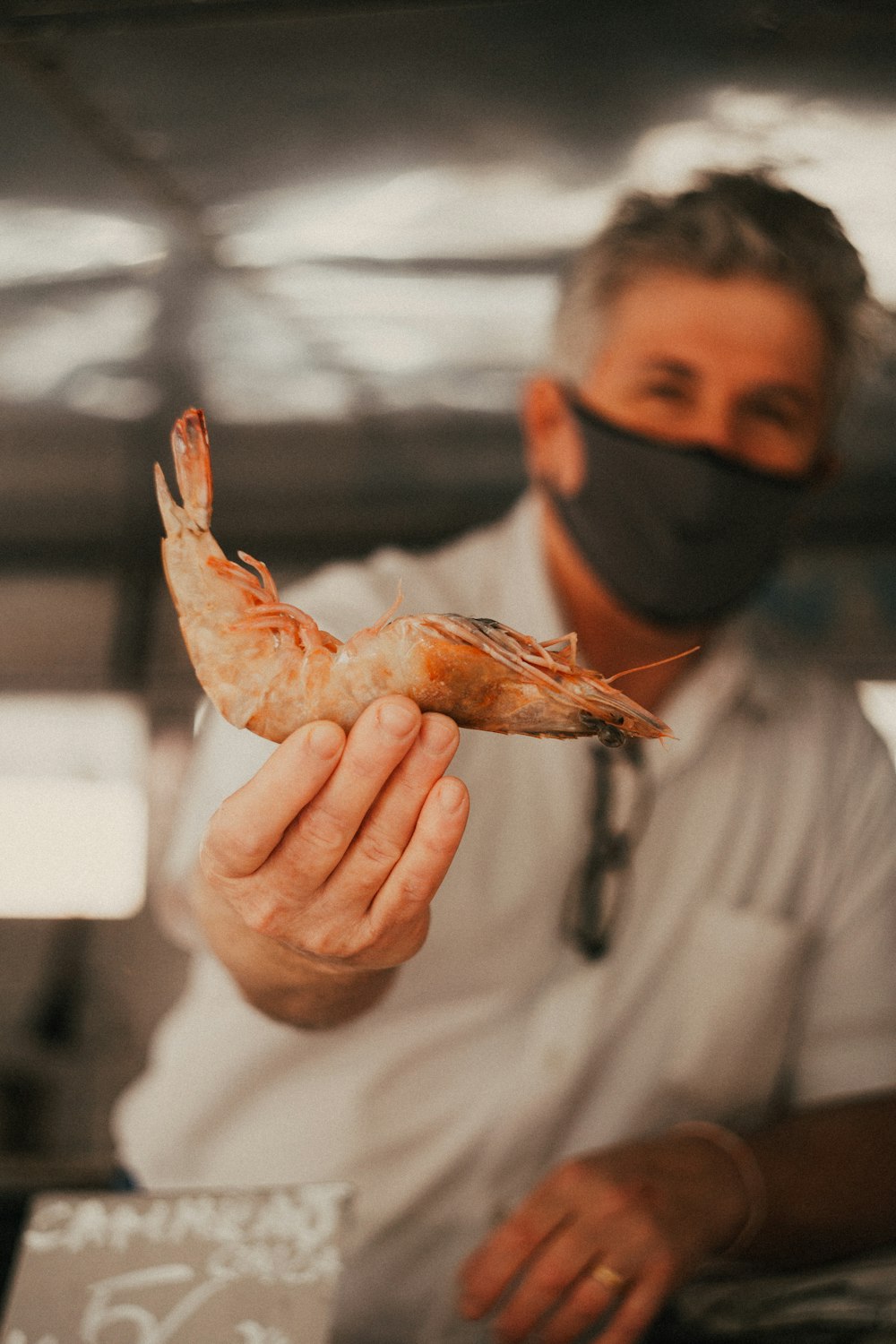 Person, die braunen getrockneten Fisch hält