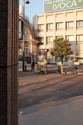 A friendly Ava Signs team member installing a vibrant storefront sign on a sunny Calgary street.