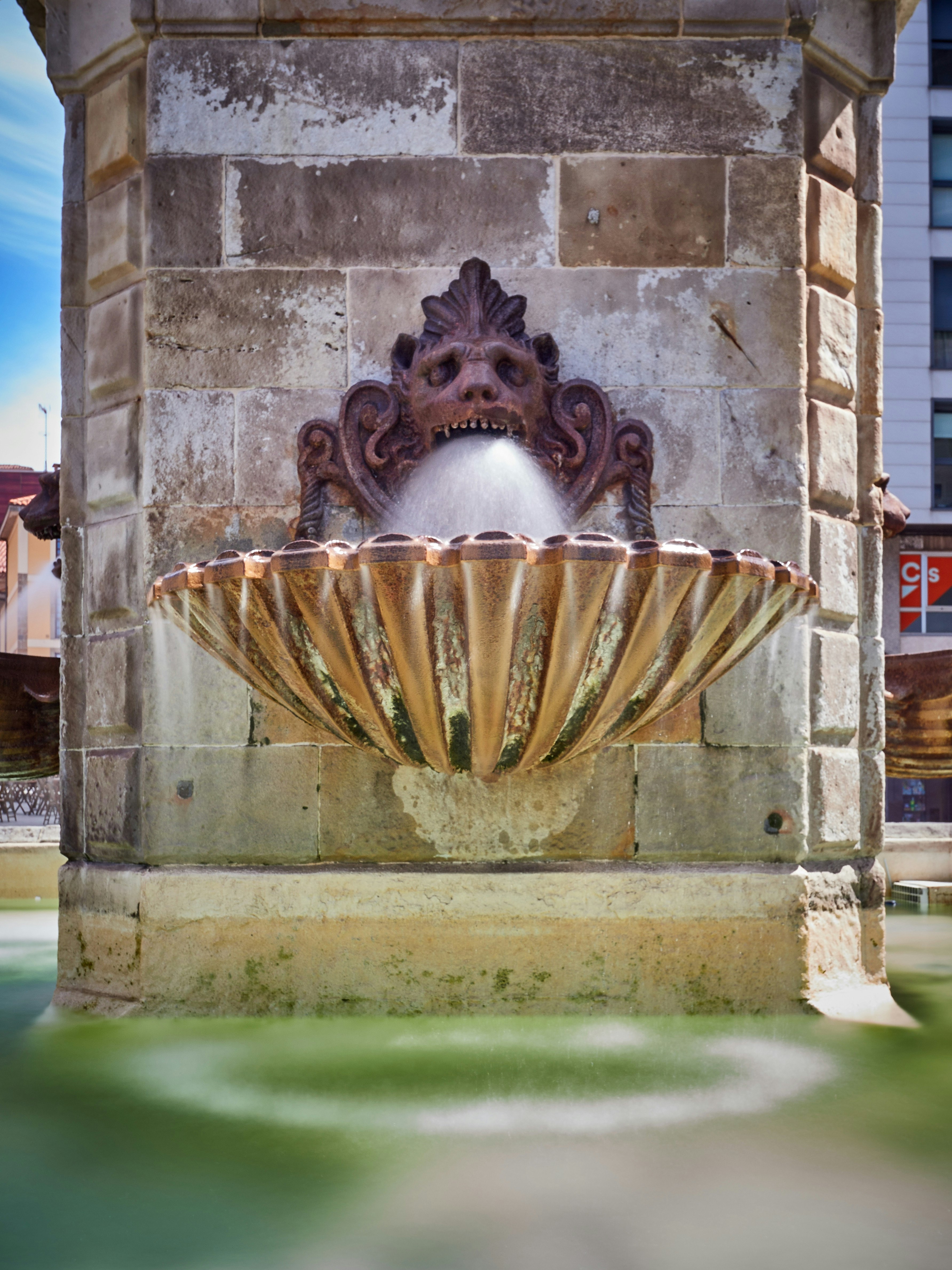 water fountain in the middle of the street