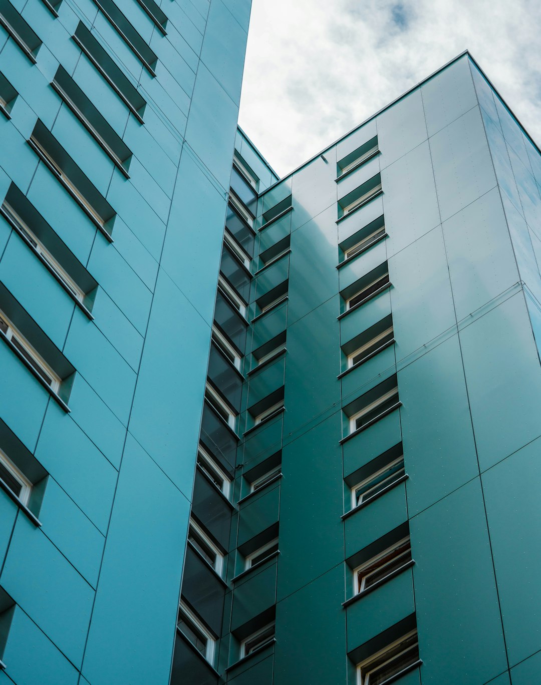 white and blue concrete building