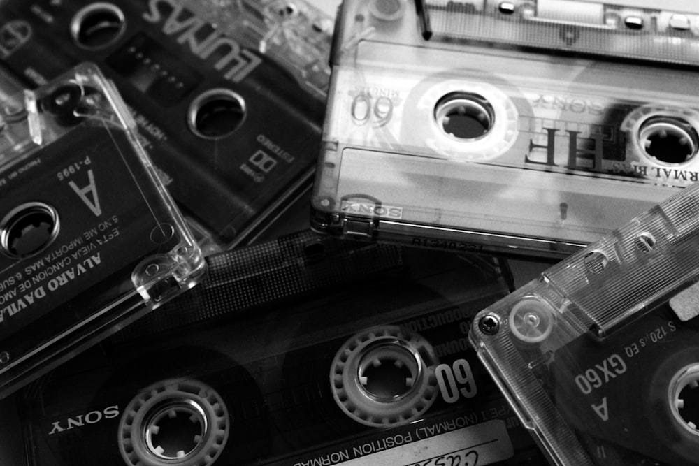 black and white cassette tape