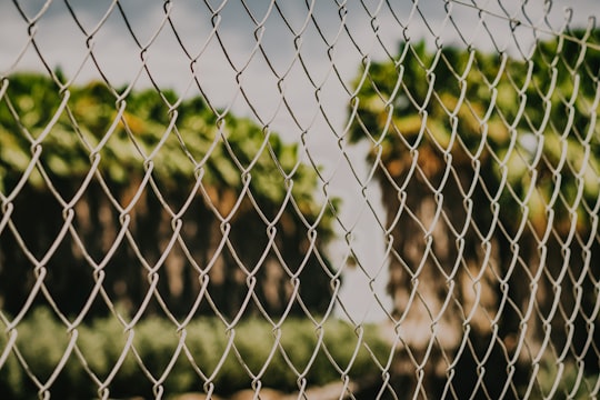 grey metal fence with green grass field in Elche Spain