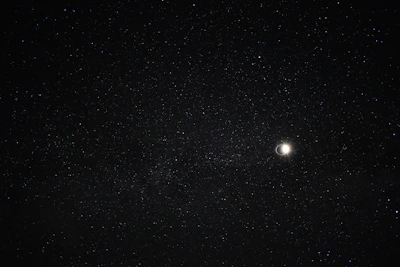 A serene night sky filled with stars and a glowing crescent moon, reflecting the celestial theme.