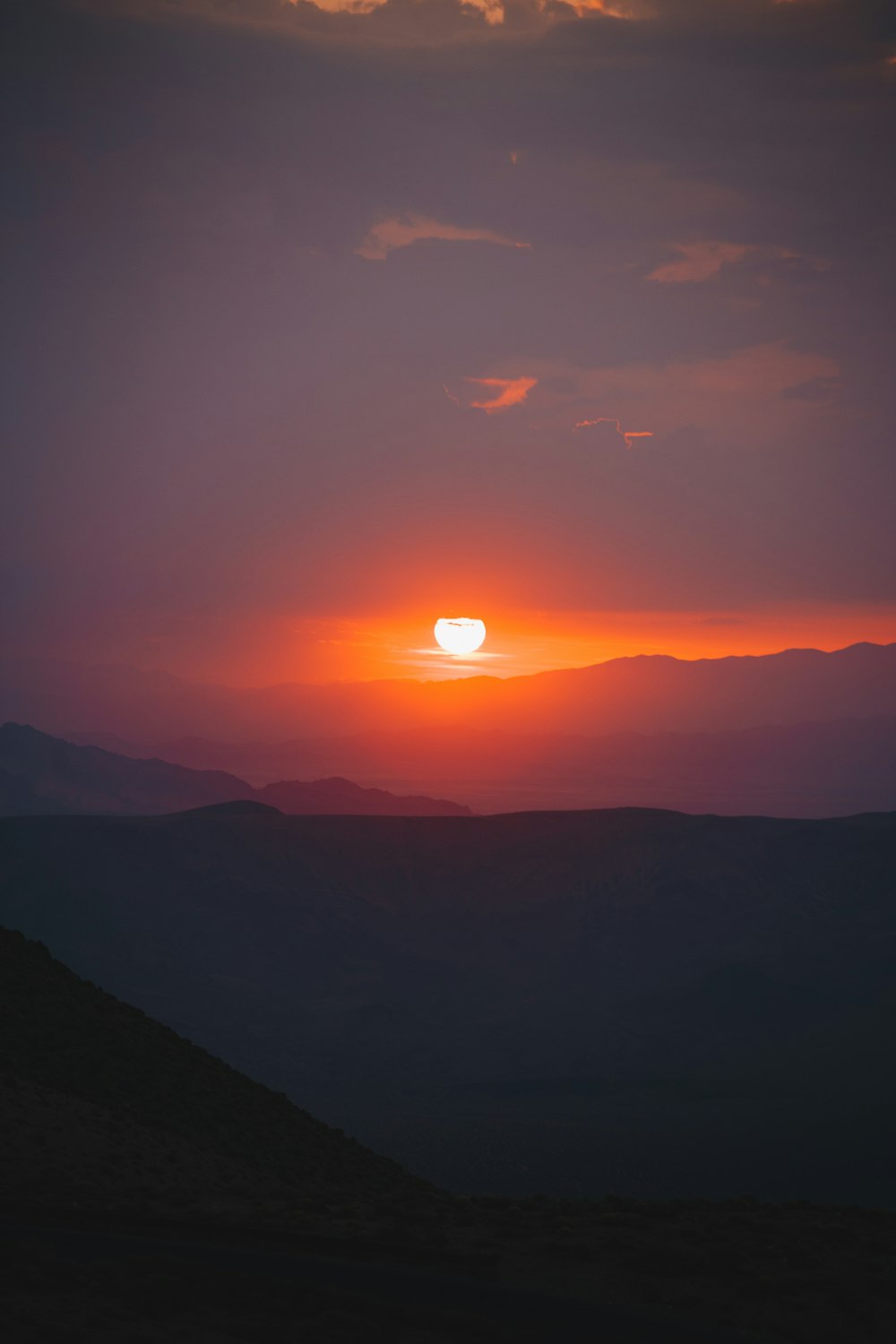 silhouette of mountains during sunset