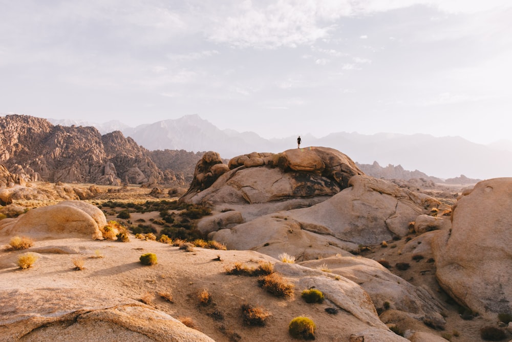 person standing on brown rock formation during daytime