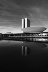 a black and white photo of a building