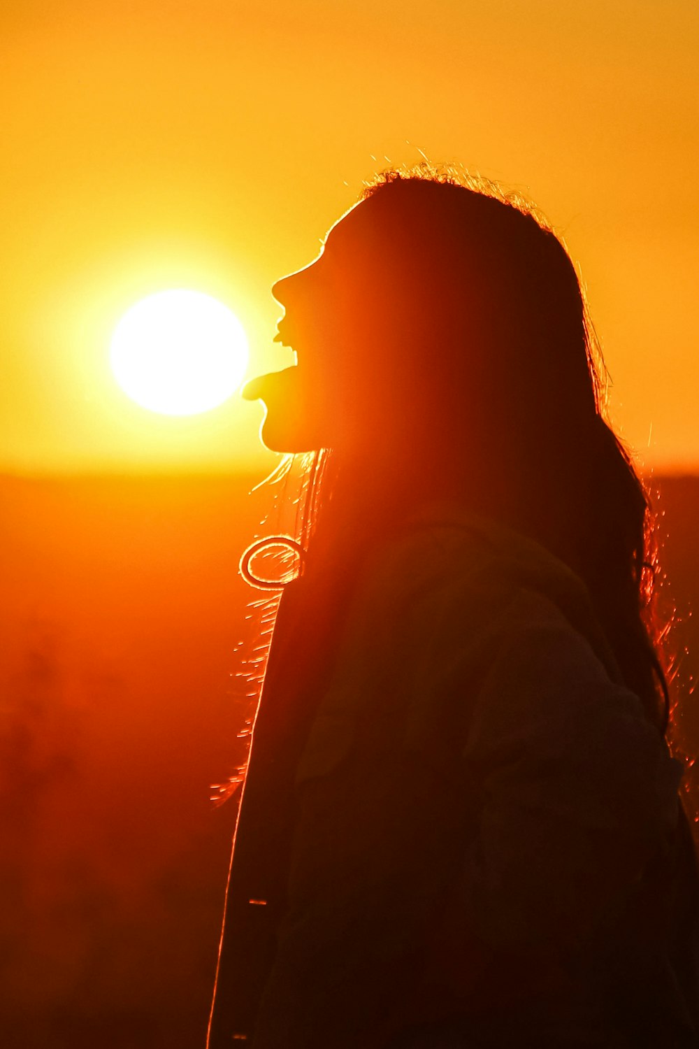 silhouette of woman during sunset