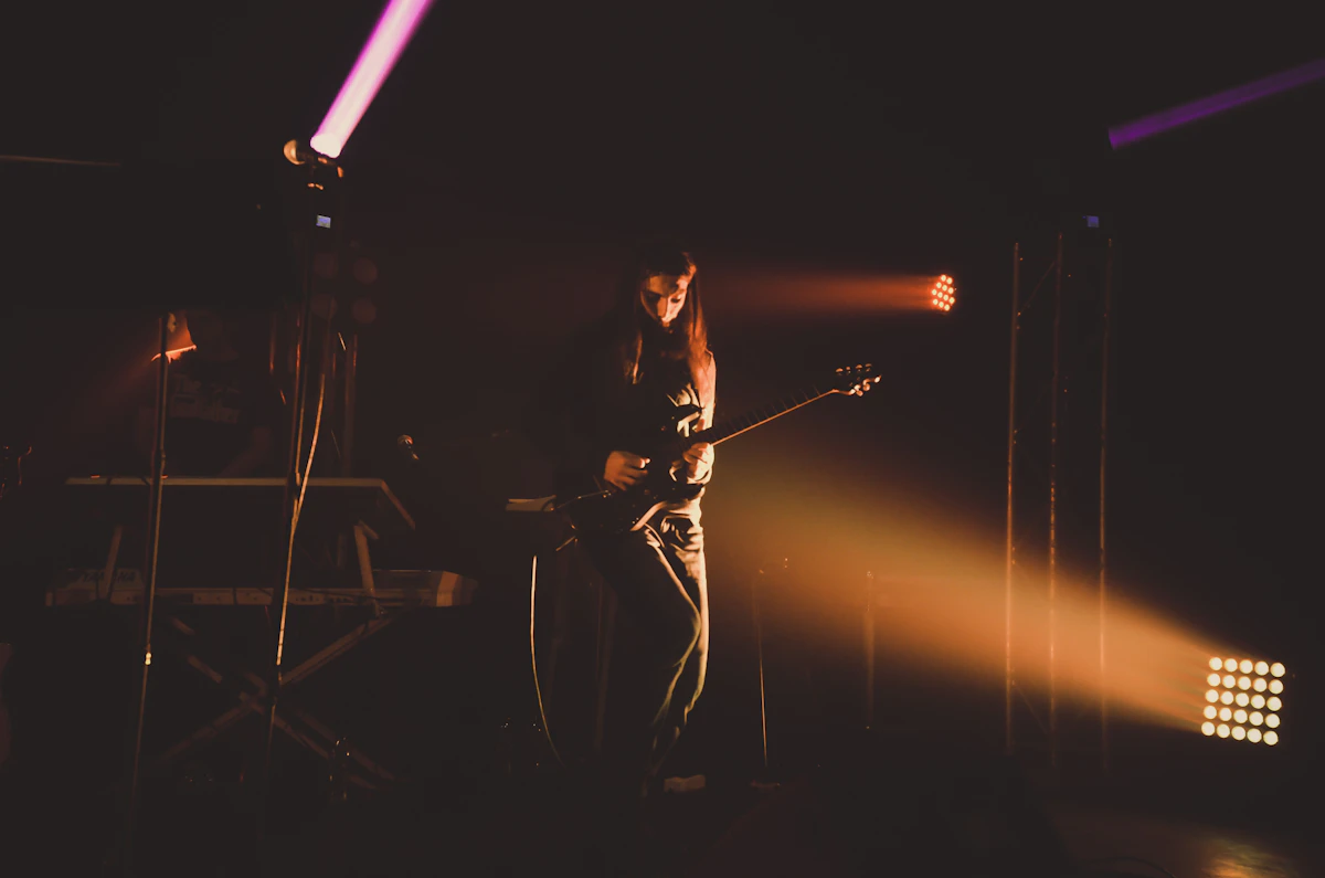 Live show performance under stage lights