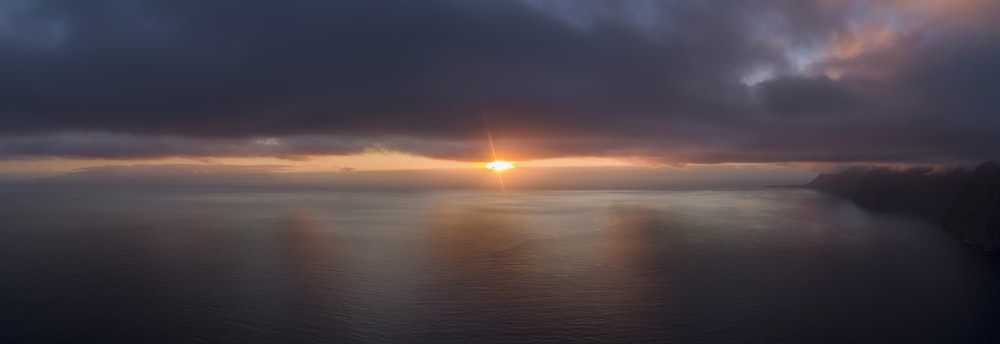 body of water during sunset