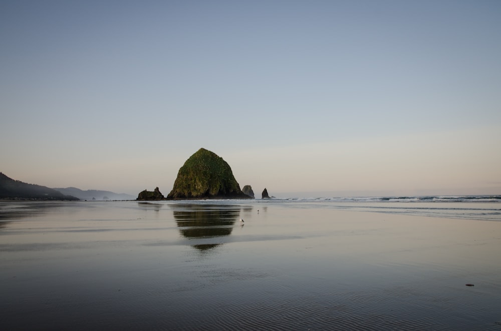 brown rock formation on sea during daytime