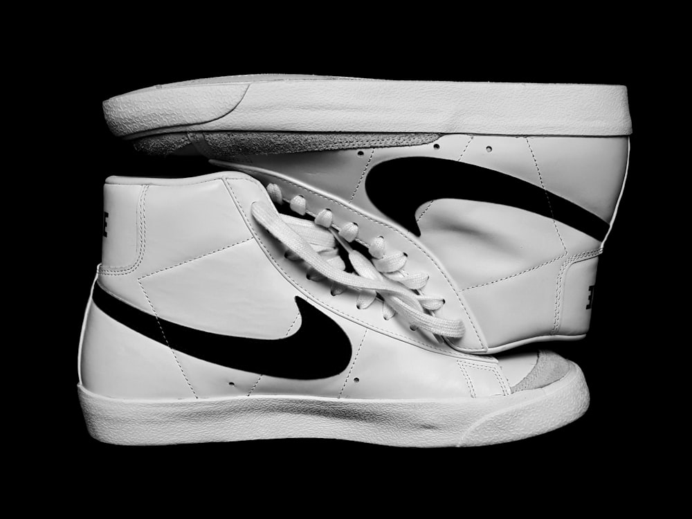 white and black nike sneakers