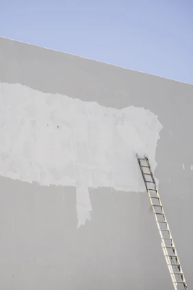 white metal ladder on white snow covered ground