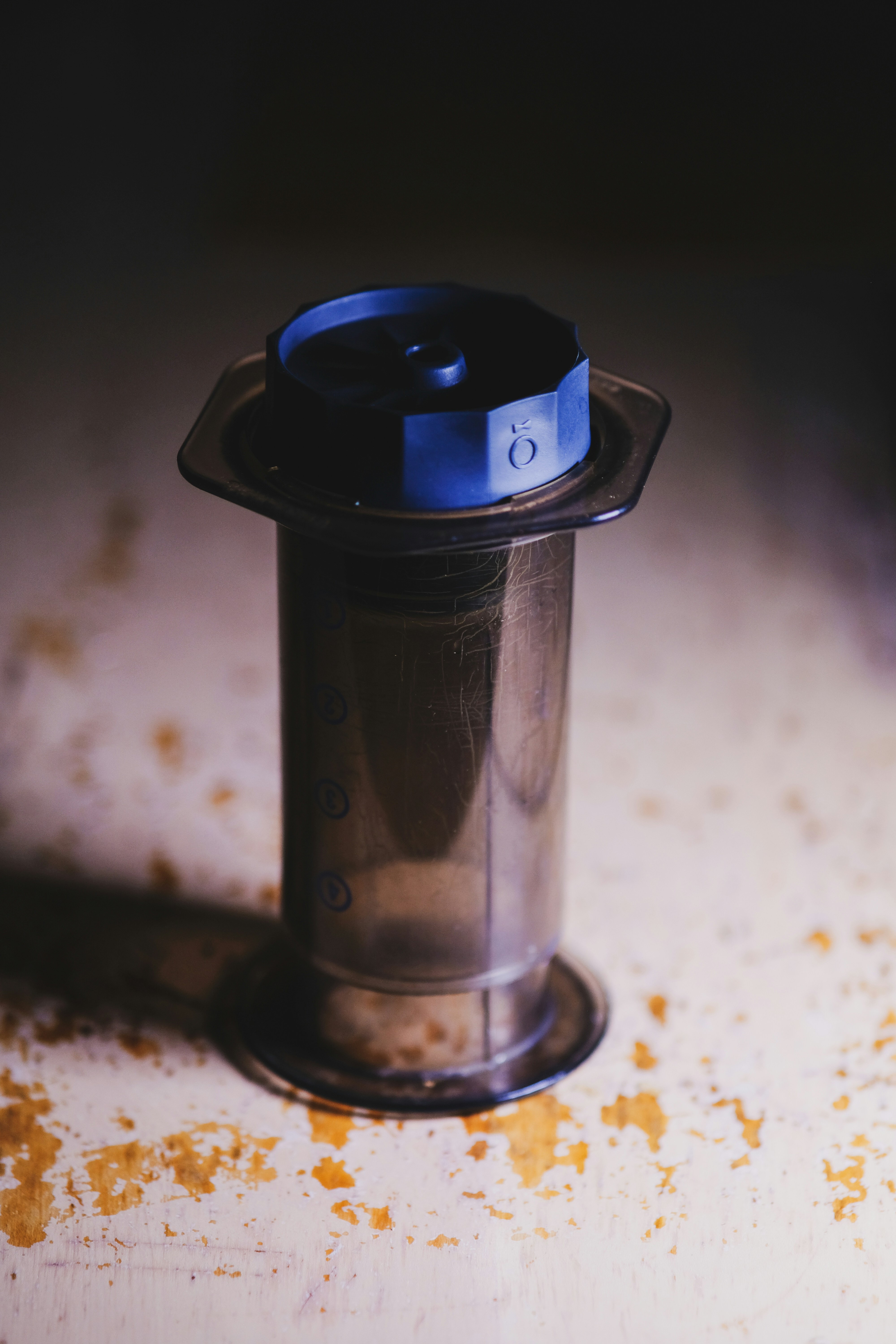 black and clear glass bottle