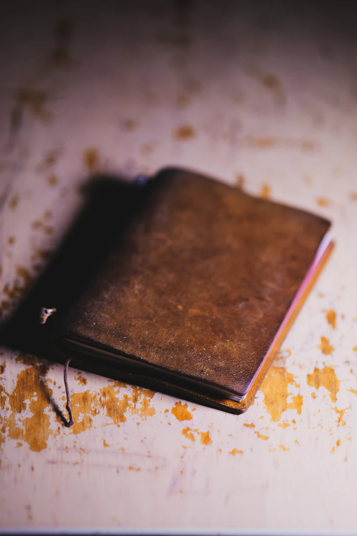 Finished brown leather-bound book